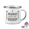 Enamel Camping Mug Saying "If Grandad Can't Fix..." -CheekyNeep Store 10oz enamel camping mug if grandad cant fix it CN 0003 0063 by cheekyneep.com