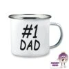 Enamel Camping Mug Showing "#1 Dad" -CheekyNeep Store 10oz enamel camping mug number one dad CN 0003 0057 by cheekyneep.com