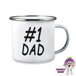 Enamel Camping Mug Showing "#1 Dad"