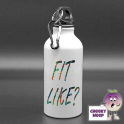 400ml Water Bottle Showing "Fit Like?" In Tartan Text.