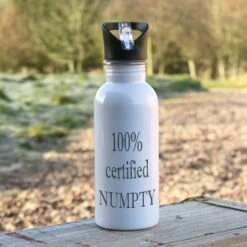 600ml Water Bottle Showing "100% Certified Numpty"