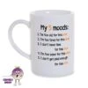 8oz Porcelain Mug Saying "My 5 Moods...shit" -CheekyNeep Store 8oz porcelain mug 5 moods shit CN 0002 0162 by cheekyneep.com
