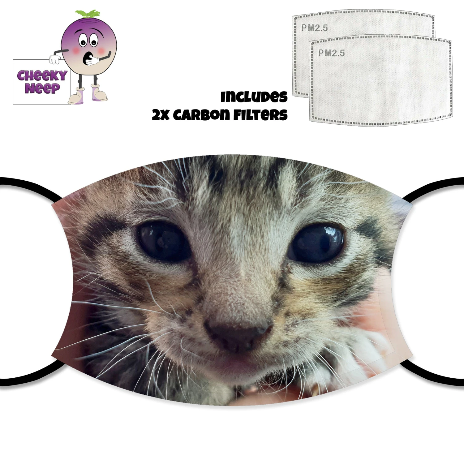 Cute Kitten Face Cover With Filters 3 Cute Kitten Face Cover With Filters