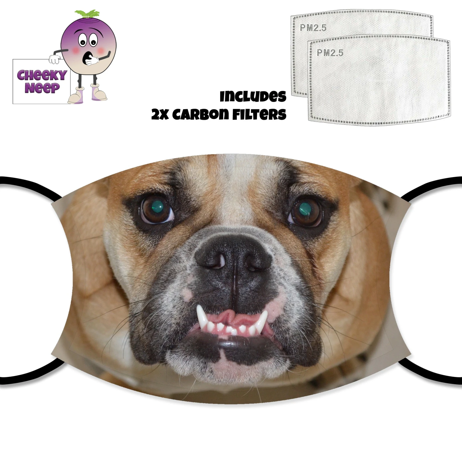 Bulldog Nose Face Cover With Filters 3 Bulldog Nose Face Cover With Filters