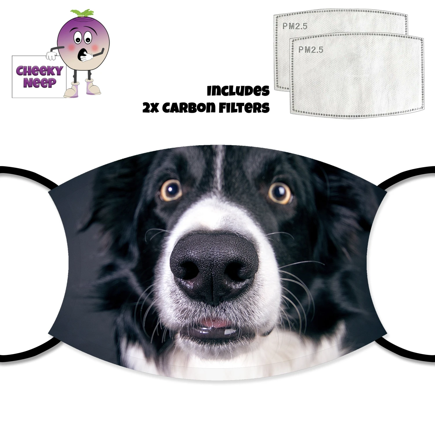 Collie Dog Face Cover With Filters 3 Collie Dog Face Cover With Filters