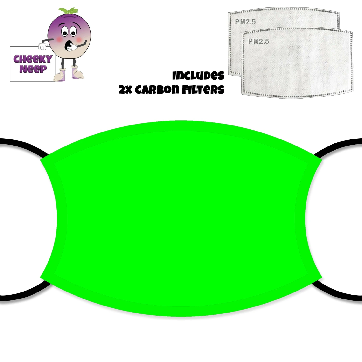 Green Coloured Face Cover With Filters 3 Green Coloured Face Cover With Filters