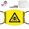 Yellow Skull Warning Cover With Filters -CheekyNeep Store face cover halloween yellow skull warning traingle CN 0018 0241 by cheekyneep.com