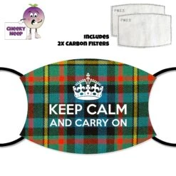Keep Calm And Carry On Ghillies Ancient Tartan Face Cover With Filters