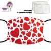 Red Hearts Face Cover With Filters -CheekyNeep Store face cover red hearts CN 0018 0152 by cheekyneep.com