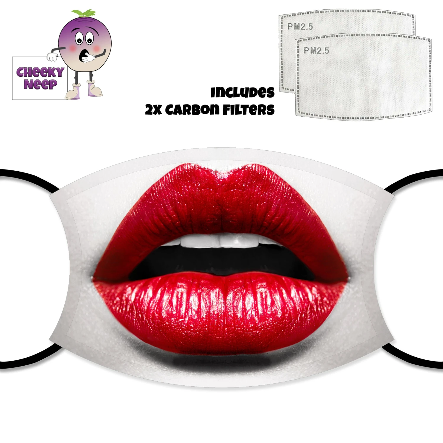 Red Lips Face Cover With Filters 3 Red Lips Face Cover With Filters