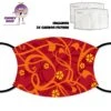 Yellow Flowers And Red Swirls Face Cover With Filters -CheekyNeep Store face cover yellow flowers with red swirl CN 0018 0157 by cheekyneep.com