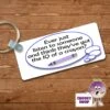 Rectangular Keyring Showing "Ever Just Listen....IQ Of A Crayon?" -CheekyNeep Store rectangular plastic two sided keyring IQ crayon listen CN 0008 0032 by cheekyneep.com