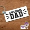 Rectangular Keyring Showing "Awesome Dad" -CheekyNeep Store rectangular plastic two sided keyring awesome dad CN 0008 0049 by cheekyneep.com