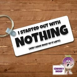 Rectangular Keyring Showing "I Started Out With Nothing...."