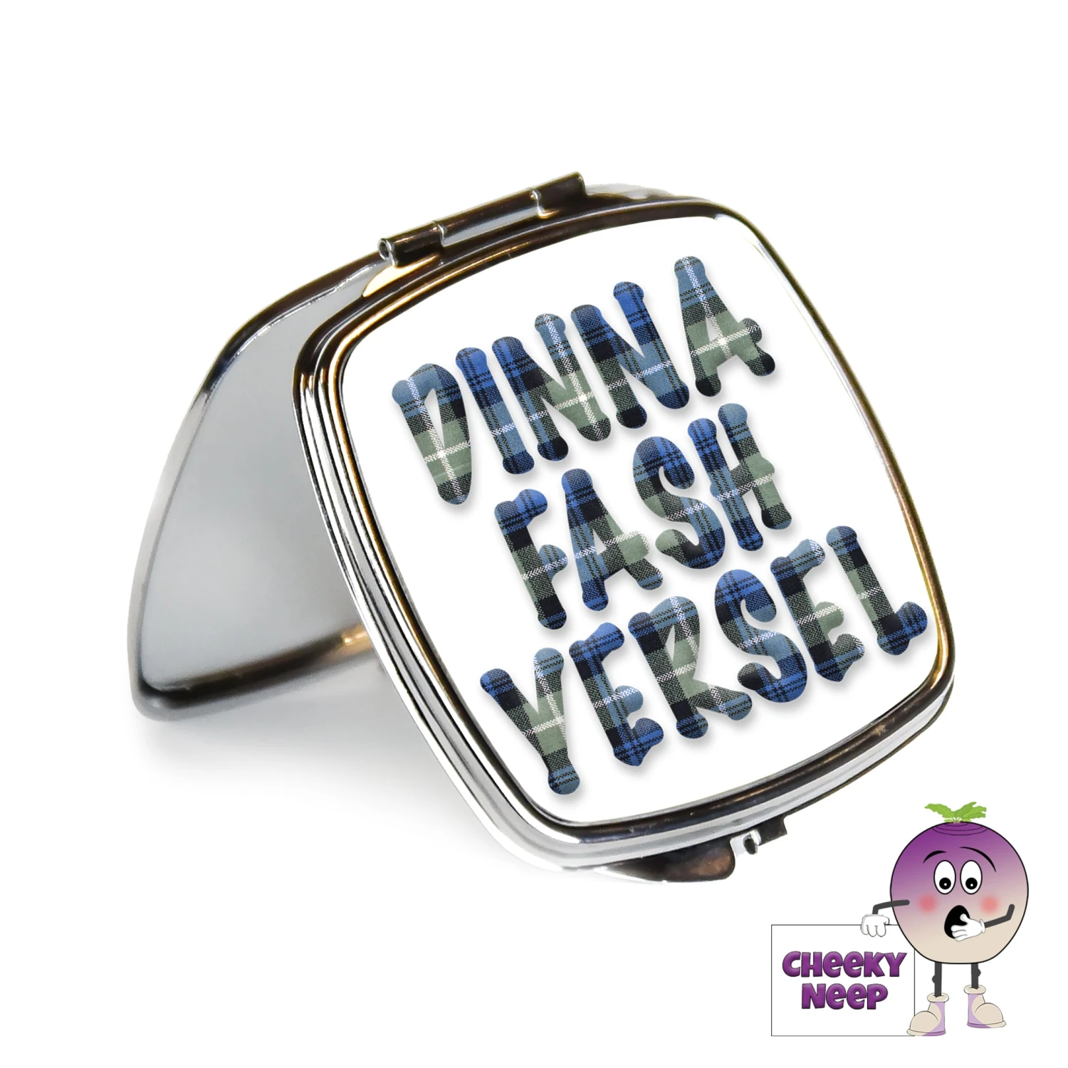 Compact Mirror Saying "Dinna Fash Yersel" White 3 Compact Mirror Saying "Dinna Fash Yersel" White