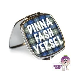 Compact Mirror Saying "Dinna Fash Yersel" Tartan
