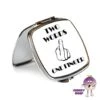 Compact Mirror Saying "Two Words One Finger" -CheekyNeep Store square compact mirror two words one finger CN 0015 0004 by cheekyneep.com