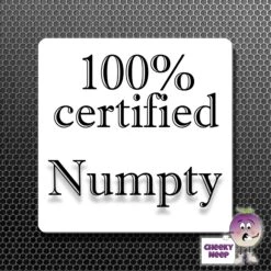 Square Fridge Magnet Saying "100% Certified Numpty"