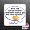 Square Fridge Magnet Saying "Ever Just Look...IQ Of A Potato?" 2 Square Fridge Magnet Saying "Ever Just Look...IQ Of A Potato?" -CheekyNeep Store square plastic magnet IQ potato CN 0012 0001 by cheekyneep.com