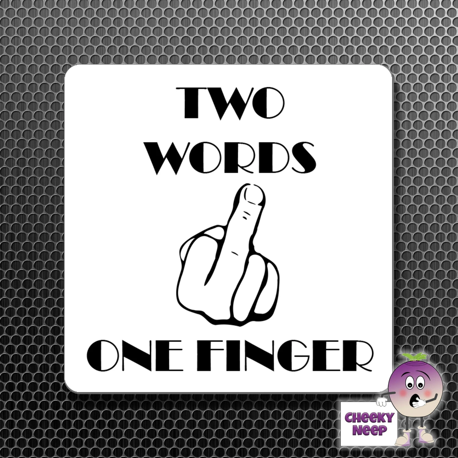 Square Fridge Magnet Saying "Two Words One Finger" 3 Square Fridge Magnet Saying "Two Words One Finger"