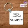 Square Keyring Showing "100% Certified Numpty" 1 Square Keyring Showing "100% Certified Numpty" -CheekyNeep Store square plastic two sided keyring 100pc numpty CN 0007 0030 by cheekyneep.com