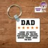 Square Keyring Showing "Dad ***** Legend..." -CheekyNeep Store square plastic two sided keyring five star dad CN 0007 0055 by cheekyneep.com
