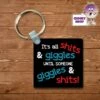 Square Keyring Showing "It's All Shits & Giggles Until ..." -CheekyNeep Store square plastic two sided keyring its all giggles and shits CN 0007 0172 by cheekyneep.com