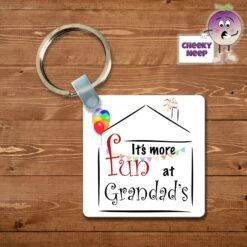 Square Keyring Showing "It's More Fun At Grandad's"