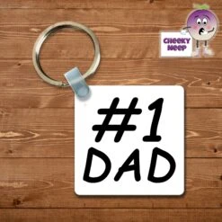 Square Keyring Showing "#1 Dad"