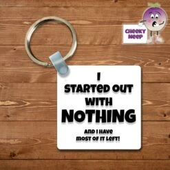 Square Keyring Showing "I Started Out With Nothing.."